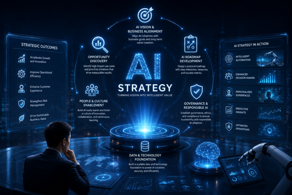 Develop a future-ready AI strategy with NTP to align business goals, drive innovation, and maximize the value of AI investments.