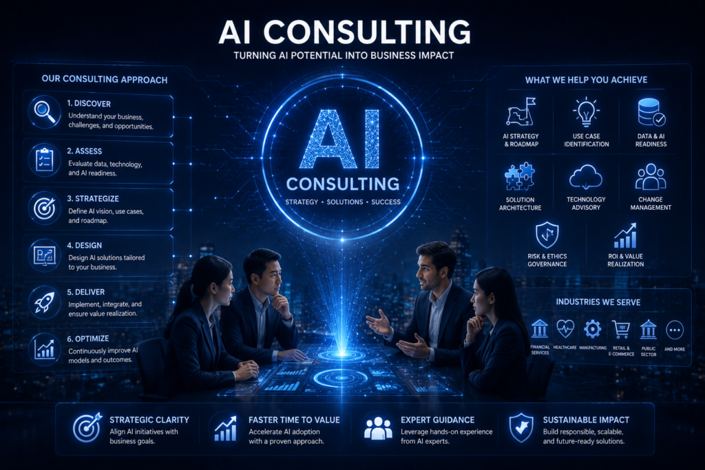NTP provides AI consulting services to identify opportunities, design scalable AI solutions, and accelerate business transformation.