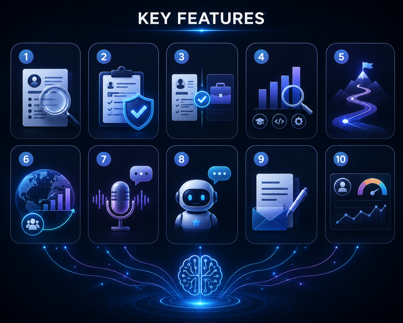 Key Features 1. AI Resume Analysis Analyze resumes and identify improvement opportunities. 2. ATS Compatibility Check Evaluate ATS readiness and improve application success. 3. Job Match Analysis Measure resume compatibility with target job descriptions. 4. Skill Gap Analysis Identify missing skills and recommend development priorities. 5. Career Roadmap Generate personalized career growth plans based on career goals. 6. Market Intelligence Analyze industry trends, hiring demand, and emerging skills. 7. Interview Preparation Provide AI-powered interview practice and personalized feedback. 8. AI Career Coach Deliver continuous career guidance and actionable recommendations. 9. Cover Letter Generator Create tailored cover letters for specific job opportunities. 10. Career Insights Dashboard Visualize career progress, readiness, and improvement opportunities.